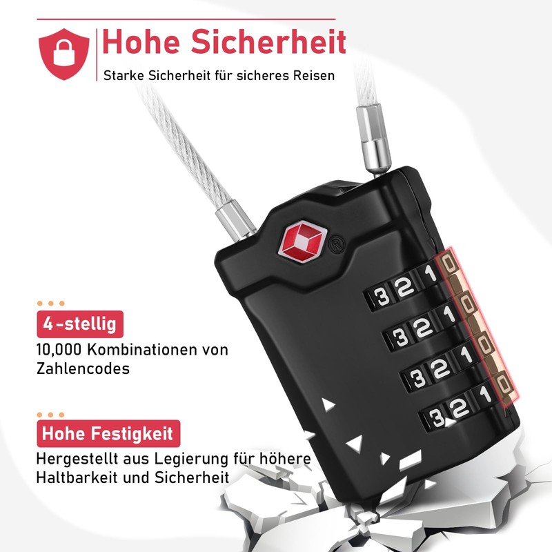 NAGE TSA Suitcase Lock, Lock with Combination Code, 4 Digit,
