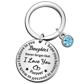 QMVMV Inspirational Daughter Keyring Birthday Christmas Gifts From Mum Dad Family Tree Keychain Engraved I Love You