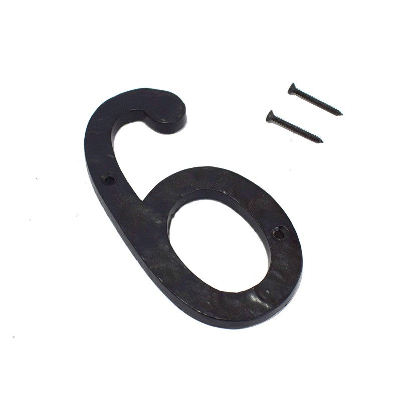 WIGANO 5.5"Hotel House Door Numbers Cast Iron Black (6 (Six))