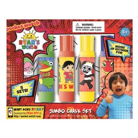 Nickelodeon Ryan’s World Kids Outdoor Sidewalk Chalk Jumbo Chalks Set with Holders