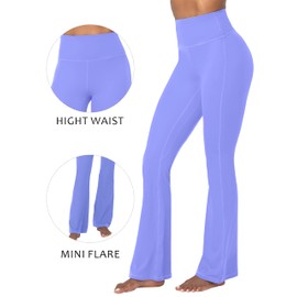 Sunzel Mini Flare Yoga Pants, High Waisted Lounge Flare Leggings with Tummy Control 30" Periwinkle Large