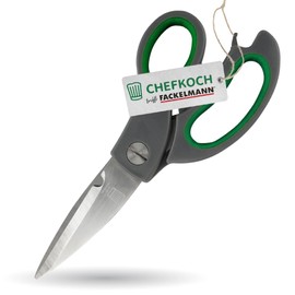 Chefkoch trifft Fackelmann Multifunktionsschere – Robustes Edelstahlwerkzeug für Küche und Haushalt, ergonomischer Griff mit Soft-Grip Einsätzen, vielseitig einsetzbar