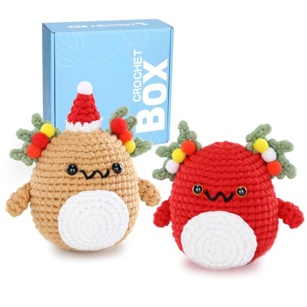 Christmas Crochet Kit for Beginners Adults - Christmas Axolotl Crochet