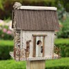 Nature Creations Stone Chimney Bird Cottage, White – Handcrafted Wooden