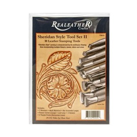 Realeather Leather Stamps Tool Set for Leather Crafting, Sheridan Style Stamp Set II