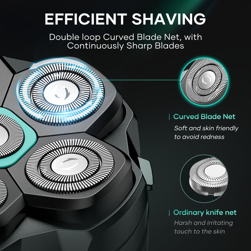 6D Head Shavers for Bald Men Magnetic Blade Replacement Head,