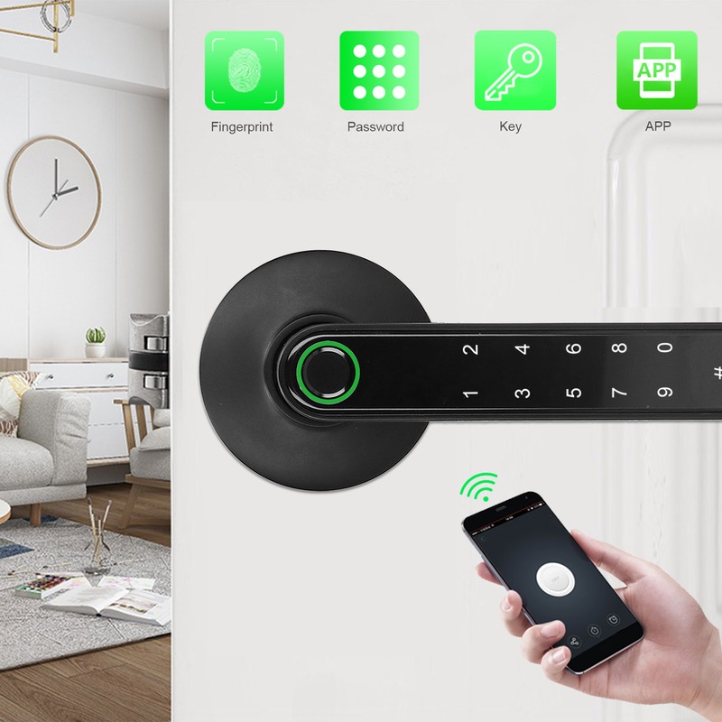 Fingerprint Lock Keyless Entry Smart Handle Password Electronic for Tuya