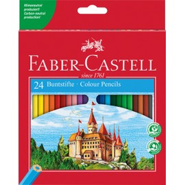 Faber-Castell 120124 - Set di matite colorate Castle, 24 pezzi, esagonali, infrangibili, per bambini e adulti