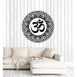 WallStickers4ever Vinyl Wall Decal Mandala Circle Flowers Yoga Hinduism Meditation Stickers Mural Large Decor (g1342) Black