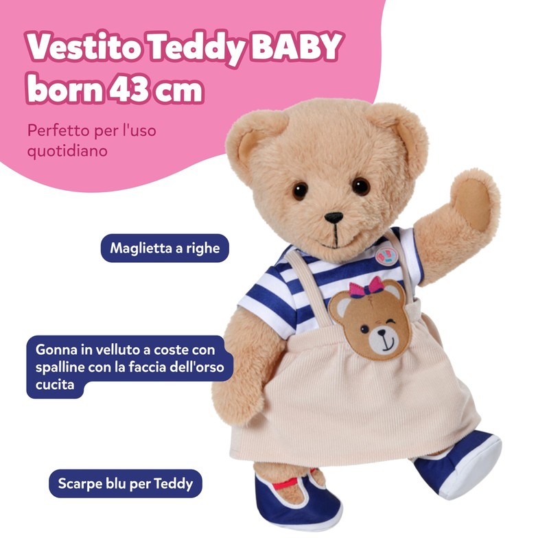 BABY born Teddy Abito a righe con applicazione di orsetto