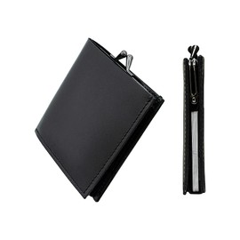 EDISON LAB FINALE2 Ultra Thin Flick Input Patent Bi-Fold Genuine Leather Wallet Smart Wallet Edison Lab, Black