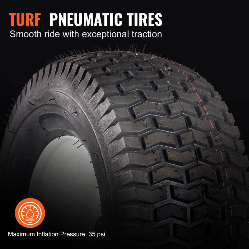 2-Pack 16x6.5-8\" Tubeless Turf Pneumatic Lawn Mower Tires Rim 3\"