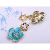 Alilang Golden Tone Enamel Clover Flower Crystal Rhinestone Earring Necklace