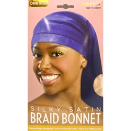 DONNA Satin Braid Bonnet, Satin Bonnet for Sleeping Shower Cap for Women, Sleep Cap for Women with Long Braids, Long Twist, Beige Color