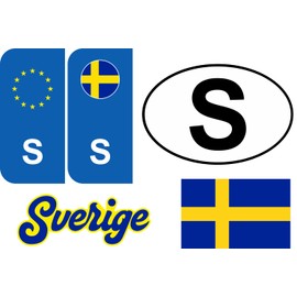 Daged Sweden Sticker Card 5 Pieces – Foreign License Plate Car Motorcycle Biker Flag Vinyl KN
