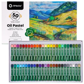 Artecho Oil Pastels Set of 50 Colors (8 x 60 mm), Soft Oil Pastels for Art Painting, Drawing, Blending, Art Supplies for Artists, Teachers
