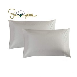 ELINEN 100% Supima Cotton 600 Thread Count King Pillowcase Set of 2, Luxury Hotel Pillow Cases,Soft & Silky Sateen Weave, Premium Quality Stardand Pillowcase 2 Pieces (Light Grey, King)