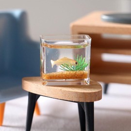 Dollhouse Miniature Fish Tank, Dollhouse Mini Glass Fish Tank Model, Home Ornament, Miniature Fish Bowl Scene Model, Dollhouse Decor