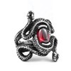 Ouroboros Snake Ring, Red Stone Snake Ring for Men, Coiled
