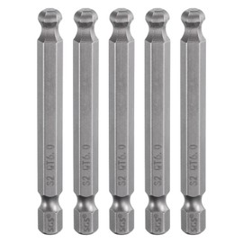 sourcing map 5pcs Ball End Hex Screwdriver Bit 6mm (H6.0) Tip 1/4" Hex Shank 65mm (2.56") Long Magnetic Ball Head Bits Industrial Grade S2 Steel Metric Screw Driver Bit
