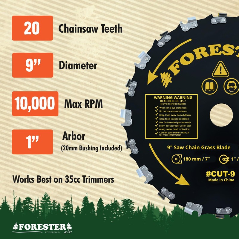 Forester Chainsaw Brush Cutter Blade + File Set - 9in