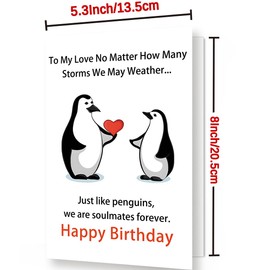 Funny Birthday Cards Gifts for Husband Wife Boyfriend Girlfriend, Happy Birthday Card for Him Her Men Women, Cute Penguins Couples Greeting Card Gifts