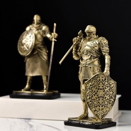 Fuwraixis Medieval Knight Statue, Creative Spartan Warrior Statue, Vintage Knight Garden Ornament Decoration, Home/Office/Wine Cooler Decorations, Collectable Gifts