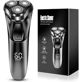 【4D 浮動 3 枚刃 ×IPX7 防水】2025 新型電動シェーバー往復式高速剃毛 乾湿両用 大型 LED 残量表示 敏感肌に優しい密着設計 低騒音モーター 軽量 120g 旅行用ケース付き父の日/誕生日ギフトに最適