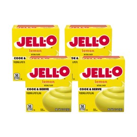 Jell-O Cook & Serve Pudding & Pie Filling Mix, Lemon Flavor, Fat Free Stovetop Dessert for Baking, Pies & Custards, 2.9 oz (Pack of 4)