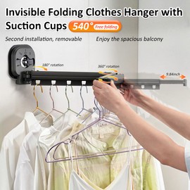 Wazusogok Foldable Wall Mounted Laundry Clothes Drying Rack, Space Saving Laundry Drying Rack, with 180° Swivel 220 lb Capacity, for Indoor/Outdoor Use Hanging Clothes