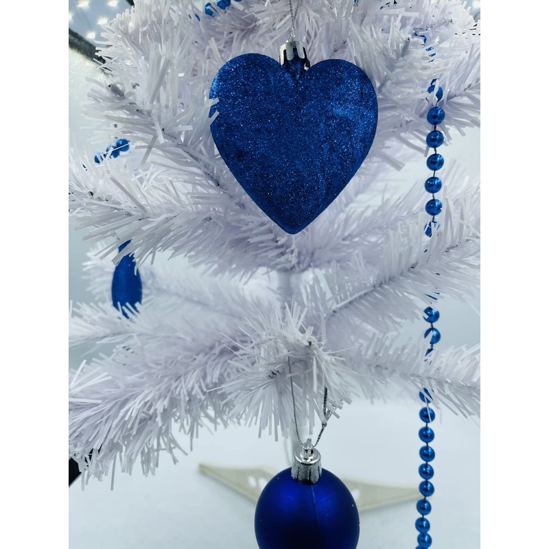 6pc Large Glitter & Matte Heart Baubles - Great Christmas
