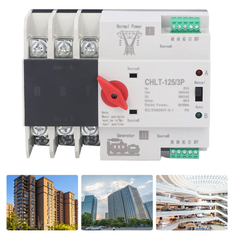 3P Dual Power Automatic Transfer Switch Uninterrupted Flame Retardant Electrical