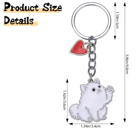 HUAAPLEGO Cute Pets Dog Keychain Portable Metal Puppy Key rings Pomeranian Dog Themed Party Favors Car keychains Bag Charms Purse Decoration