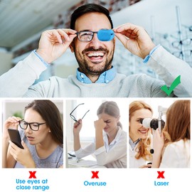 TIESOME Pack of 12 Eye Patches for Glasses, Reusable Eye Glass Cover, Non-Woven Fabric Eye Patches for Adults, Children, Right & Left Eye Patches for Lazy Eyes, Amblyopia, Strabismus