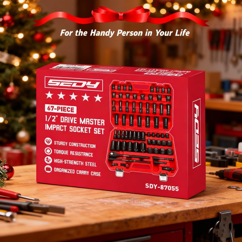 Master 1/2" Drive Impact Socket Set, 67-Piece Standard & Deep