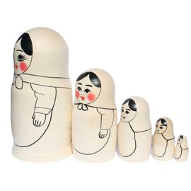 N_FROMM Matryoshka Doll Blank Babushka Matryoshka Dolls Wooden for Painting (5 Wooden Figures 16 cm with Contours)