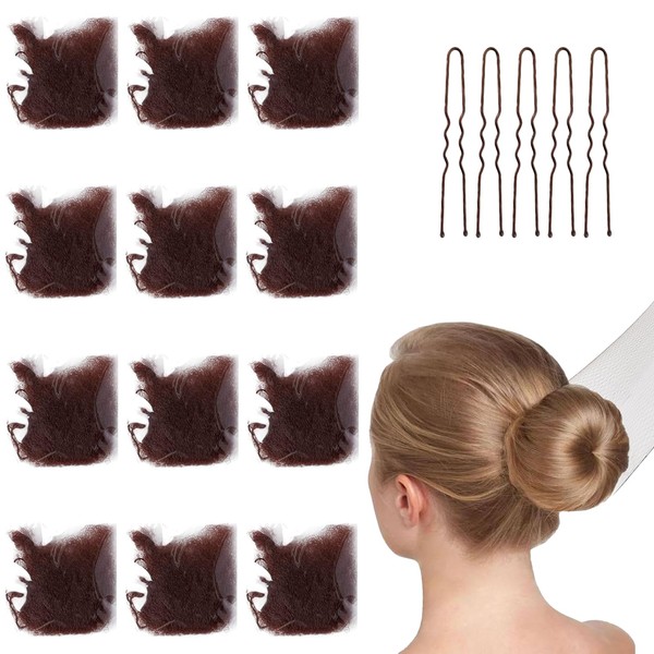 BOZILY 12 Stück Haarnetze Elastisches with 5 Schwarze Haarnadeln,Unsichtbare Haarnetze