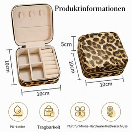 EJRUP Small Jewellery Box, Jewellery Storage, Leopard, Jewellery Box for Girls, Jewellery Box, Women, Travel Jewellery Case, for Earrings, Necklaces, Rings
