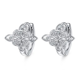 Witches Knot Earrings for Women S925 Sterling Silver Good Luck Irish Jewelry Celtic Knot Huggie Hoop Earrings (Huggie)