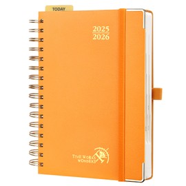 POPRUN Academic Daily Planner 2025-2026 One Page A Day - [5.75" x 8.5"- Spiral Hard Cover] Hourly Appointment Book (July 2025 - June 2026) with Monthly Calendar -Orange