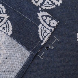 CAROMIO Cafe Curtains 45 Inch Length, Floral Medallion Damask Print Linen Blended Tier Curtains for Kitchen Cafe Bathroom Window Curtains, Dark Navy