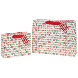 Glick Luxury Christmas Bag Landscape Medium "Merry Christmas" Script Gift Bag for Xmas Wrapping