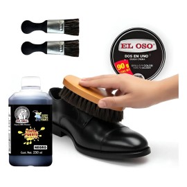 Kit Boleador De Zapatos Grasa 2 En 1 Oso Tinta 250ml Cepillo