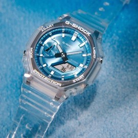 Casio G-Shock G-Shock G-Shock 2100 Casio Analog-Digi Watch, Clear, Sky Blue, Skeleton GA-2100BM-7A2, Men's Overseas Model