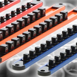 XPOtool Socket Spanner Organiser Pack of 6 360° Rotatable ABS for 80 Socket Spanner 1/2 Inch 1/4 Inch and 3/8 Inch Ratchet Clips Tool