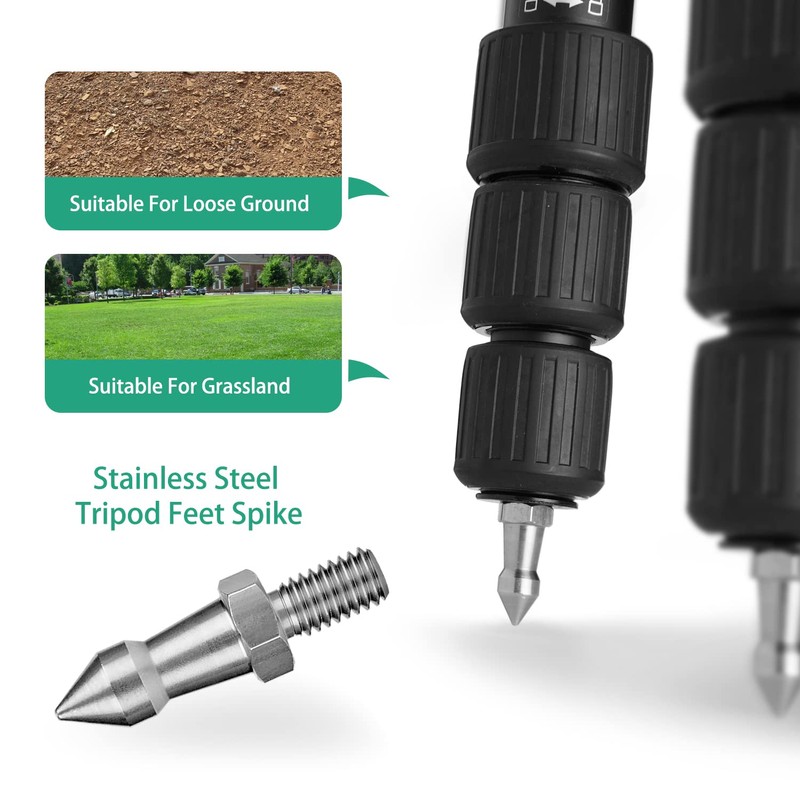Rigych 6 Pcs Tripod Spike Feet 1/4-20 Thread Rubber Anti-Slip