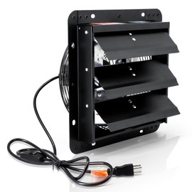 Criditpid 10 Inch Wall Shutter Exhaust Fan, Black Through Wall Ventilation Exhaust Fan for Gable, Home, Shed, Garage, Basement, Kitchen, Attic, Greenhouse Ventilation Vent Fan, 647CFM, 1700RPM.