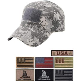 Uphily Green ACU Digital Camo Army Breathable Tactical Operator Cap - Adjustable Hook & Loop Low-Profile Military Hat with 7 Morale Patches for Men or Women