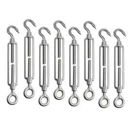 Pack of 8 Turnbuckle Wire Tensioner M5 Stainless Steel Turnbuckle with Hook and Eye Garden Wire Tensioner Kit for Awning Rope or Washing Line