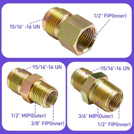 Roastove 48" Flexible Yellow Coated Gas Line Connector Kit for Stove, Dryer, Gas Water Heater, Furnace,5/8 in.OD(1/2 in. ID）Flexible Gas Line with Connector 1/2" FIP &1/2"MIP & 3/4"MIP Fitting